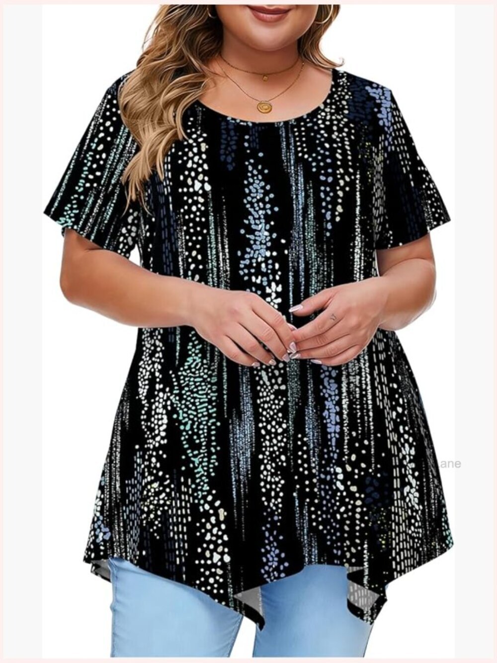 Plus Size Short Sleeve Tunic Top Asymmetrical Hem Blouse for Leggings
